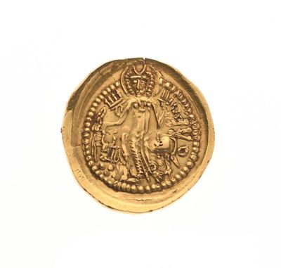 l'image d'une pièce d'or sur laquelle figure l'image d'un homme