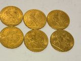six gold sovereigns from the british empire