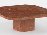 une image représentant une table carrée avec un plateau en marbre marron