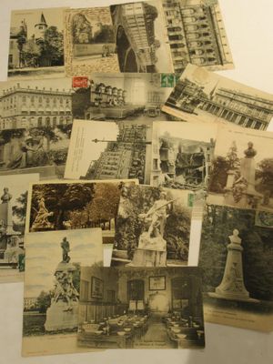 de nombreuses photos anciennes d'un bâtiment et d'une fontaine