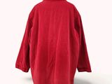 an image of a red coat is shown on a white background