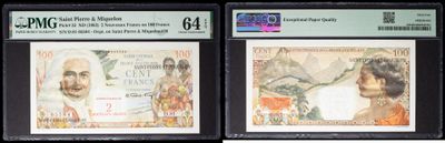 three different types of currency are on display in a display case