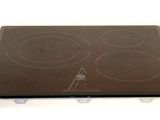 an image of a black stove top with three burners on it