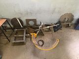 many chairs and a table in a room with a hose