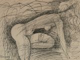 drawing of a woman sitting on a couch with a cat in her lap