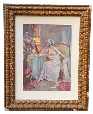 an image of a painting of a woman sitting at a table
