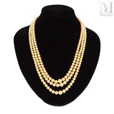 Collier de perles de culture Collier formé de trois rangs de… - Photo 1