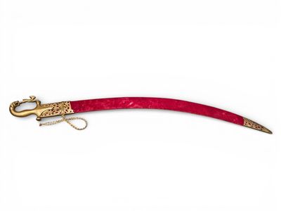an image of a red and gold sword on a white background