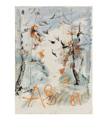 an image of a painting of birds flying in the sky