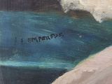 an image of a painting of a person on a surfboard in the water