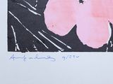 a picture of a pink flower on a black and white background