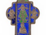 an image of a blue and green cross on a white background