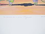a drawing of two children playing with a frisbee