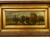 peinture à l'huile d'une scène de ferme dans un cadre doré