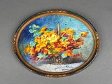a picture of a painting of a basket of flowers