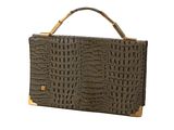 un sac à main en cuir de crocodile marron avec une poignée dorée