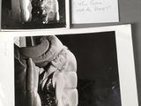 three black and white photographs of a woman holding a baby in her arms