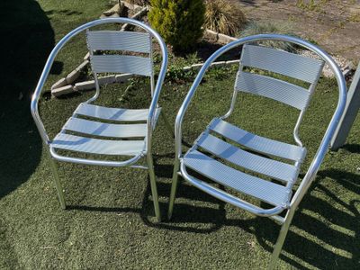 Lot de 2 fauteuils de terrasse de bistrot en aluminium en bo…