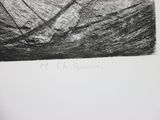 a drawing of a boat in the water with a sky background