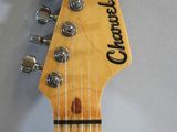 a close up of a guitar neck with a guitar pick up on it