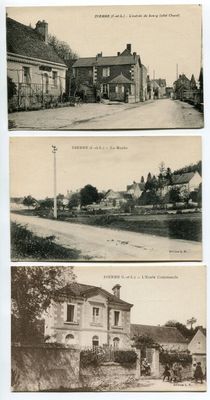 trois vieilles photos d'une rue avec des maisons au milieu