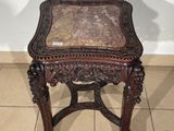 marble top side table on cast iron base