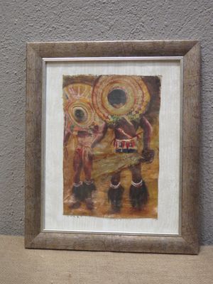 Léontine DIATTA "Hommes Bassari et leurs masques" toile coup…