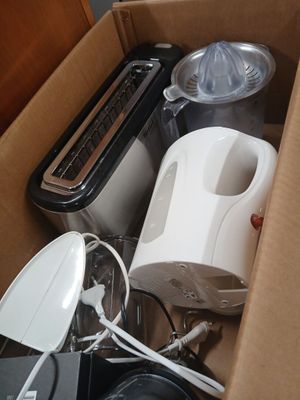 a box full of appliances and appliances that are in it