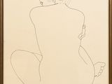 une image représentant le dessin d'une femme assise à genoux
