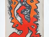an image of a picture of a red and black abstract painting