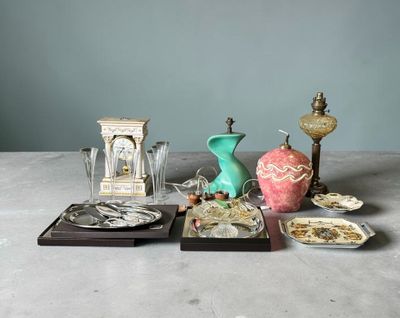 a table with a lot of different items on it