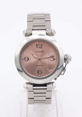 CARTIER Montre bracelet modèle "Pasha 2324"en acier à boitie…