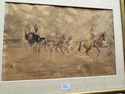 une image représentant un dessin d'une calèche