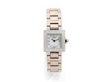 cartier a lady ' s diamond set stainless steel bracelet watch
