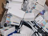 a cardboard box full of electronic equipment in it