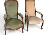 pair of 19th century french walnut armchairs with upholstered upholstered arms