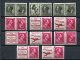 les timbres figurant sur les timbres sont de couleurs et de tailles différentes