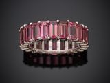 a pink tourmaline and diamond band ring