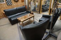 DURLET - ensemble de salon trois pièces en cuir noir - prése…