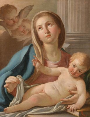 Francesco de Mura (Naples, 1696 - 1782), "Madone à l'enfant"…