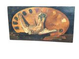 a picture of a painting of a bird on a palette