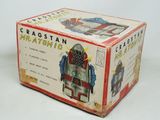 a box with a robot inside of it on a table