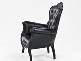 a black leather chair on a white background