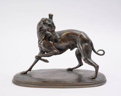 Joseph Victor CHEMIN (1825-1901), attibué à, Lévrier se mord…