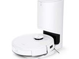 an image of a robotic vacuum cleaner on a white surface