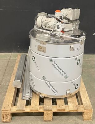 an image of a large metal container on a pallet