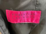 a close up of a label on a black jacket
