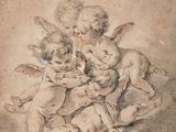 a drawing of a group of cherenshes playing with a lamb