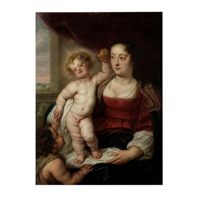 une image d'une peinture représentant une femme tenant un bébé