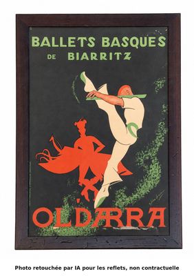 une vieille affiche représentant un homme et une femme dans une posture de danse
